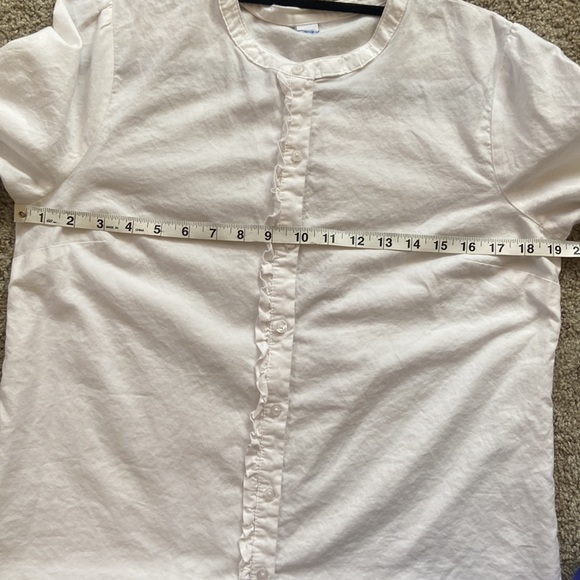 Relaxed Ruffle Trim Button-Down Shirt - Picture 6 of 8